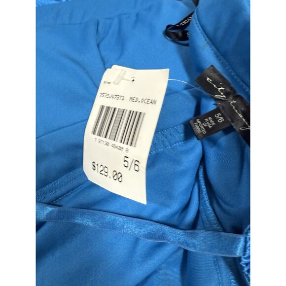 Y2K Blue Pleated Maxi Dress Gown Sweetheart Empire Waist vtg city triangles NOS - Picture 15 of 15